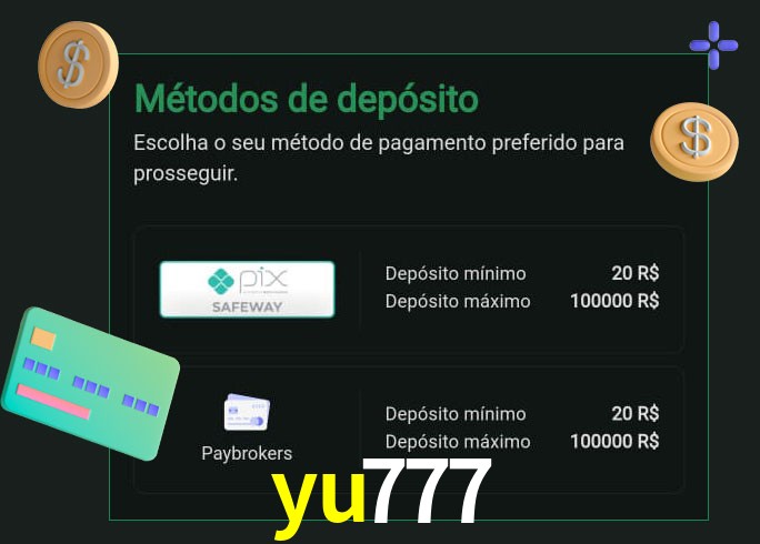 O cassino yu777 oferece uma grande variedade de métodos de pagamento